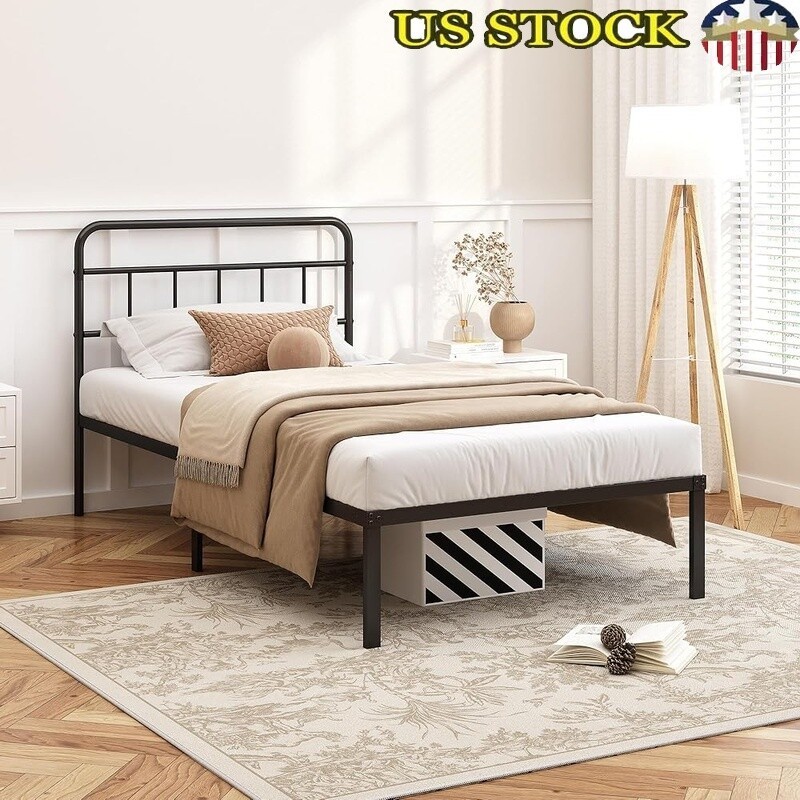 Twin Metal Bed Frame Platform Storage Minimalist Strong Slats Easy Assembly New