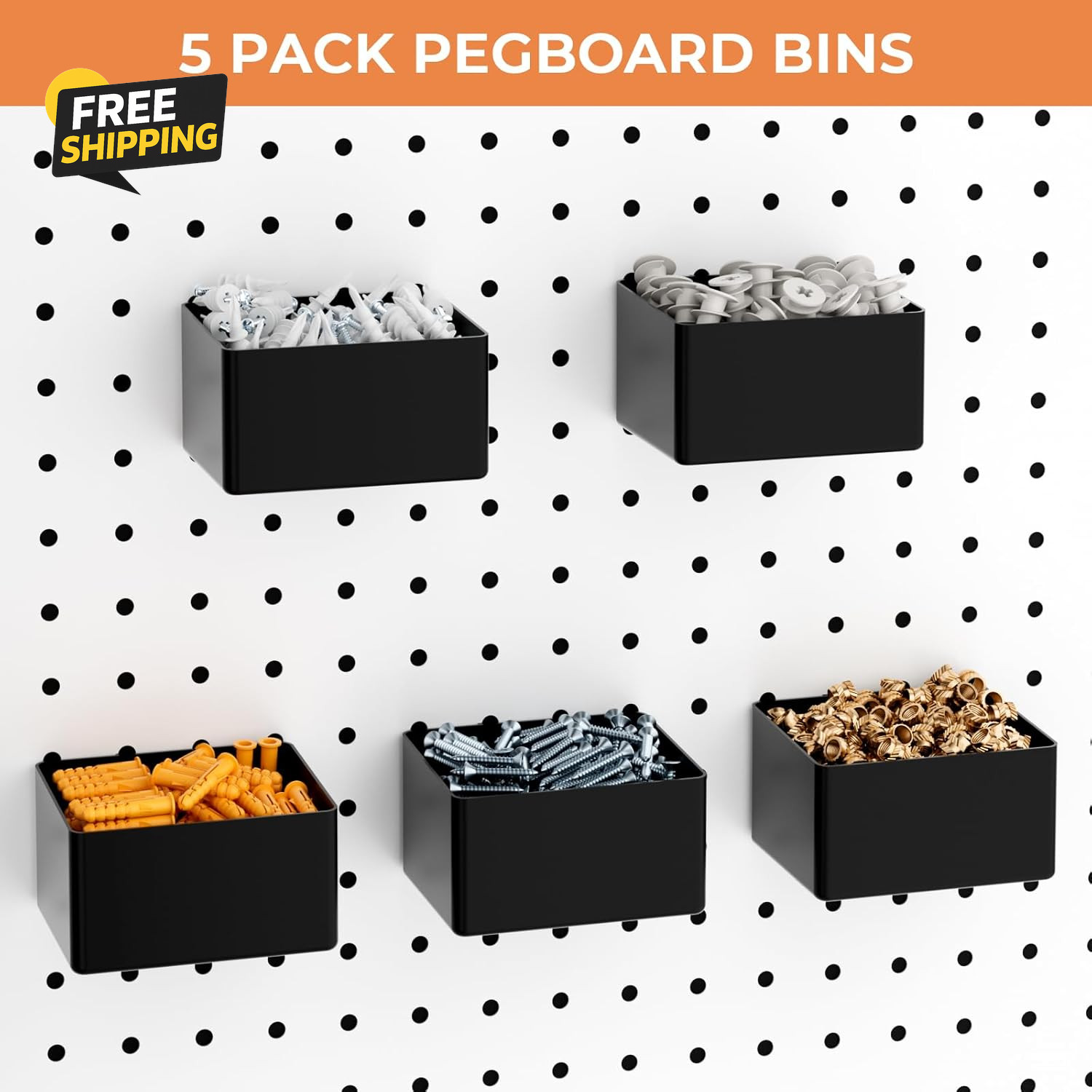120PCS Pegboard Accessories Organizer Kit, Peg Board Hooks Assortment with Bins