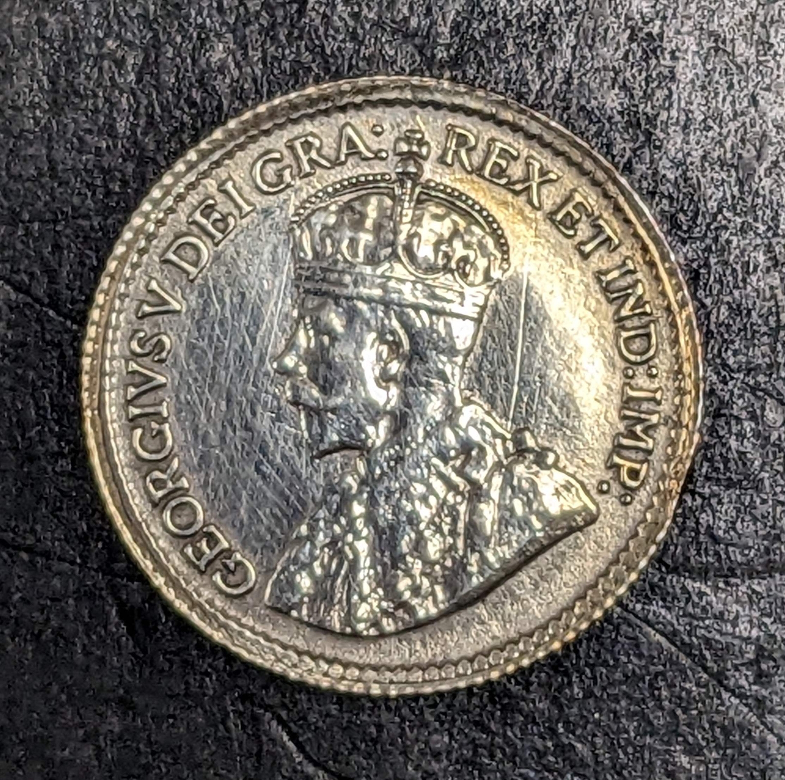 1919 Canada 5 Cent Silver George V Cleaned