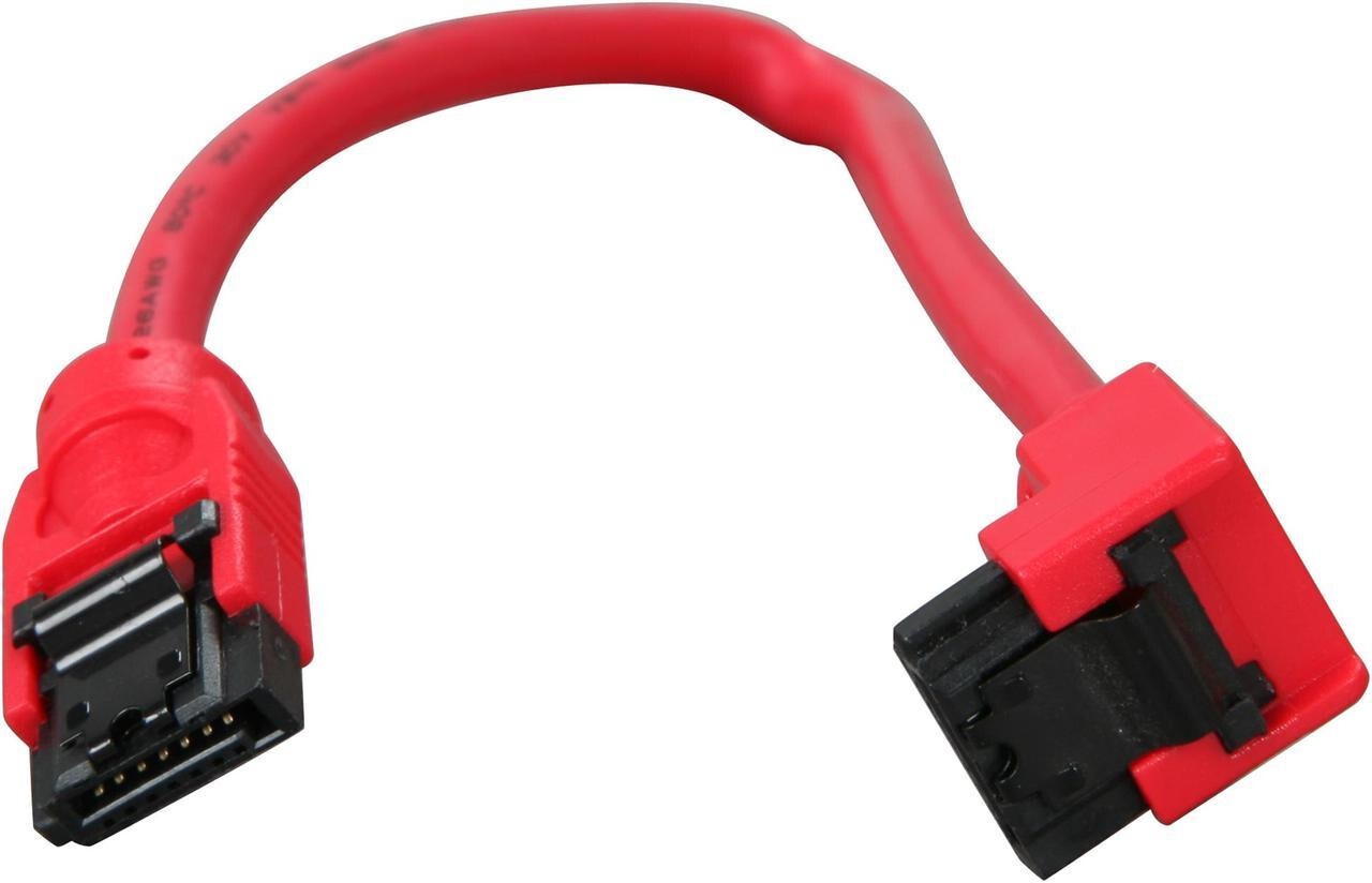 12" Inch 30cm Red SATA 3 III Round SSD Data Cable Straight to Rt Angle OK3444