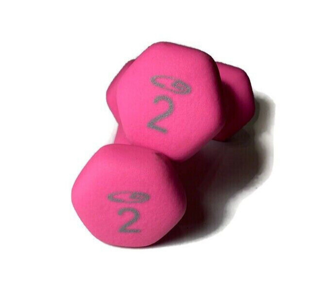 CHAMPION Dumbbell Weights 2 LB Pink Neoprene Set of 2 Fitness Strength Train