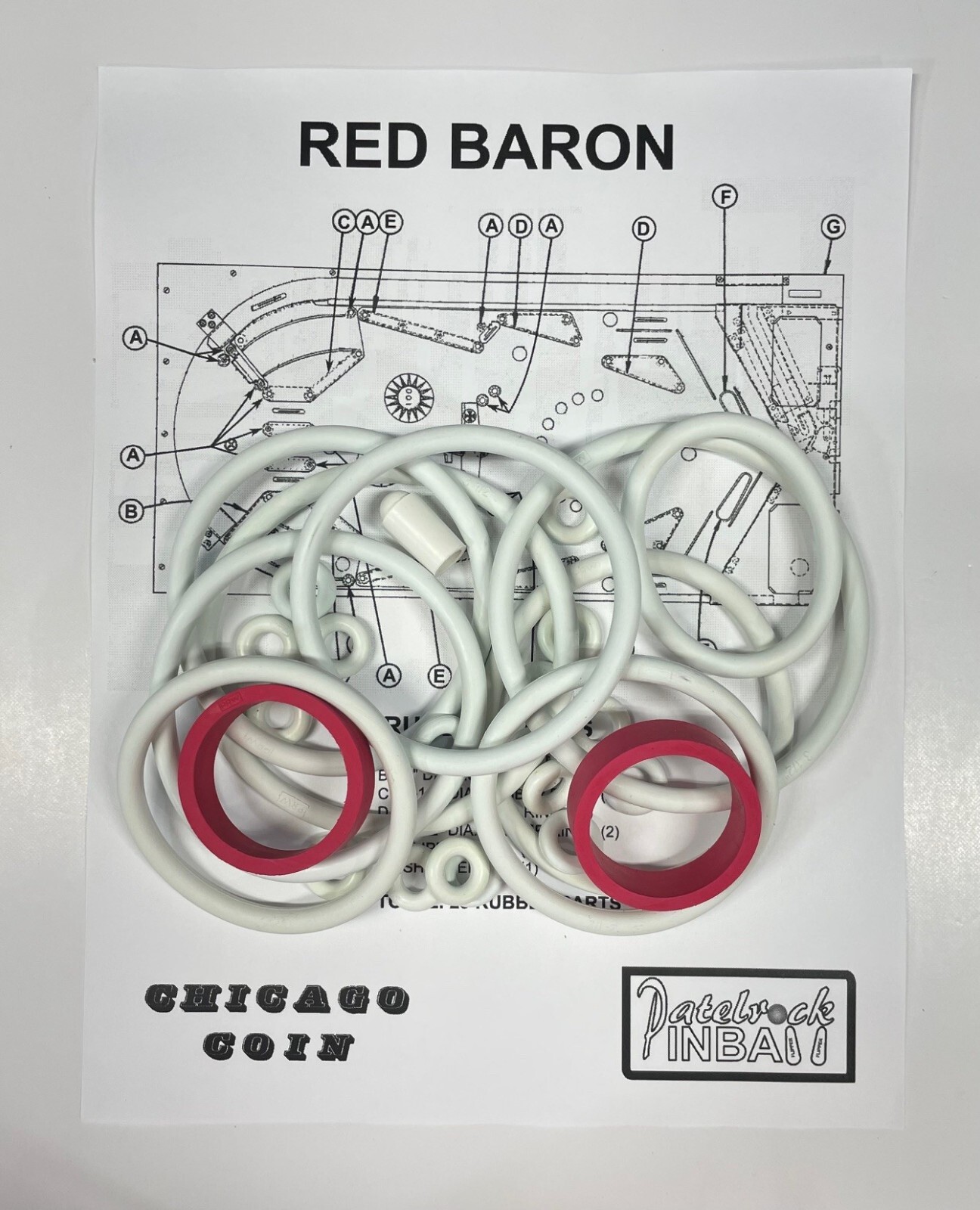 1975 Chicago Coin Red Baron Pinball Machine Rubber Ring Kit