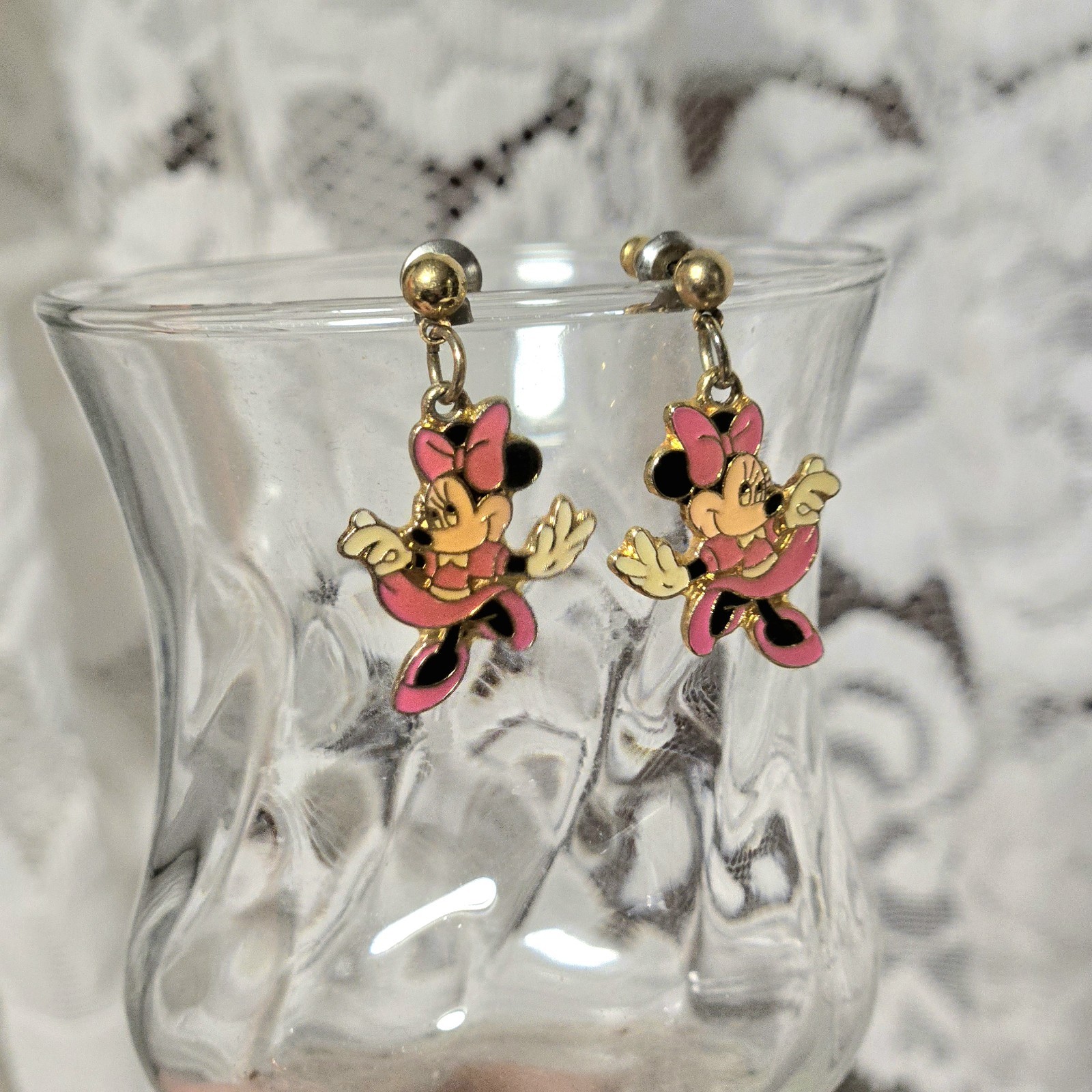Vtg. Mickey's Stuff for Kids Enamel Minnie Mouse Post Earrings Disney 90s