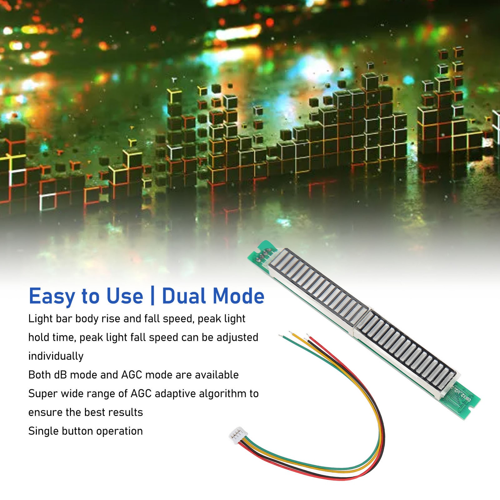¸Music Level Indicator Module 32 Bit 8 Effects Adjustable Brightness LED Soun