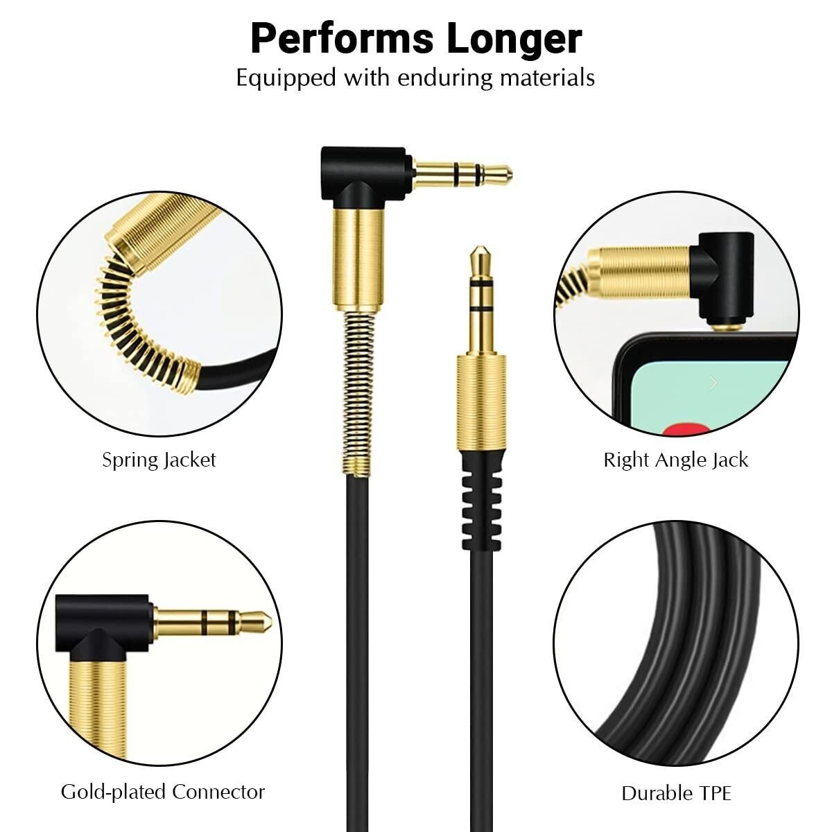 3.5mm AUX Audio Cable Headphone Jack Cord