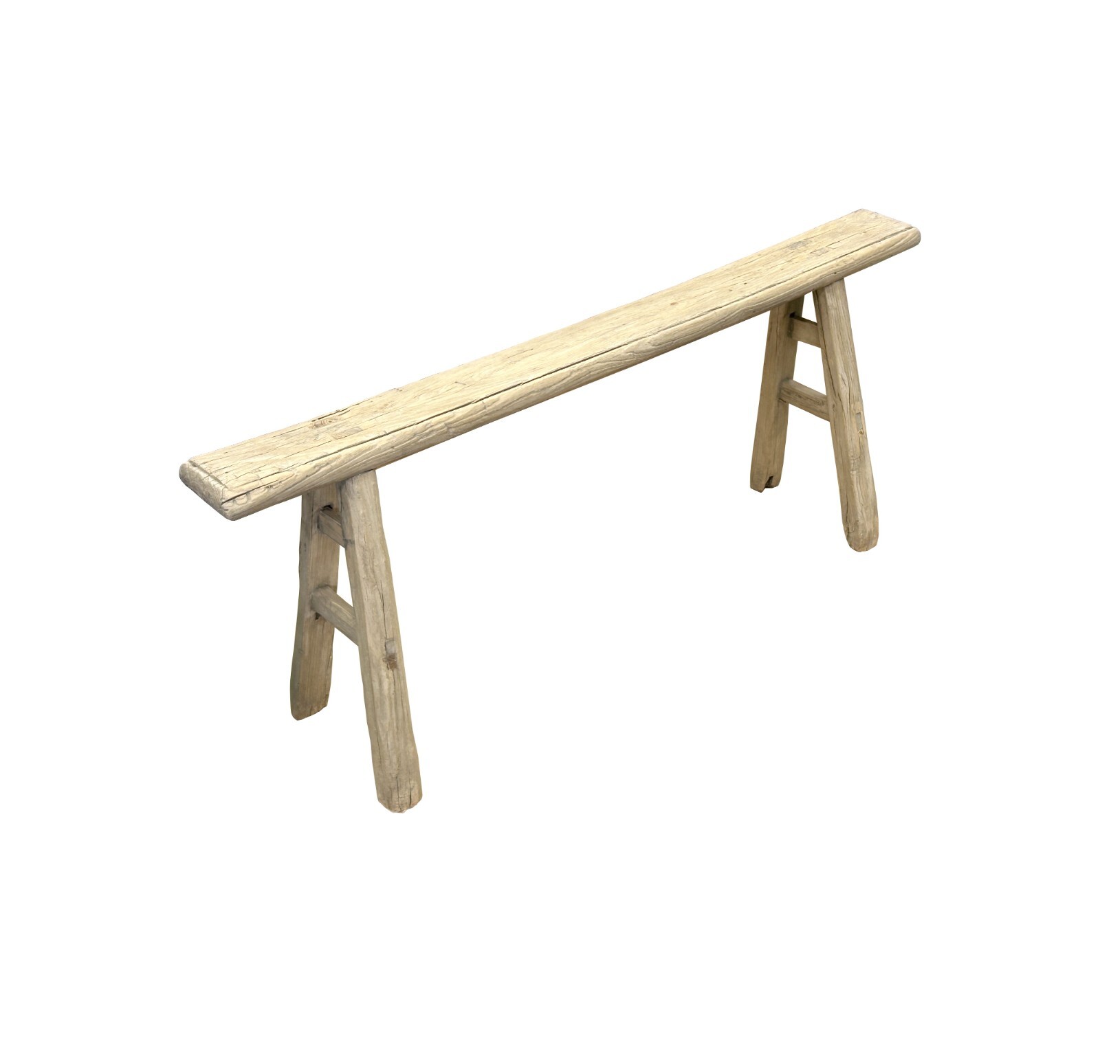 Raw Rough Wood Grain Rectangle Long Slim Stool Bench Side Table ws4630