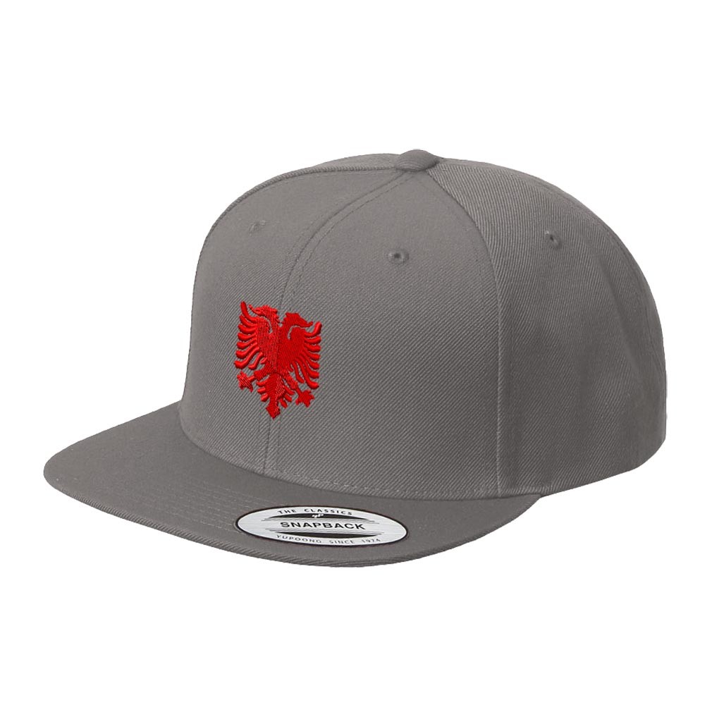 Albanian Eagle Embroidered Flat Visor Snapback Hat