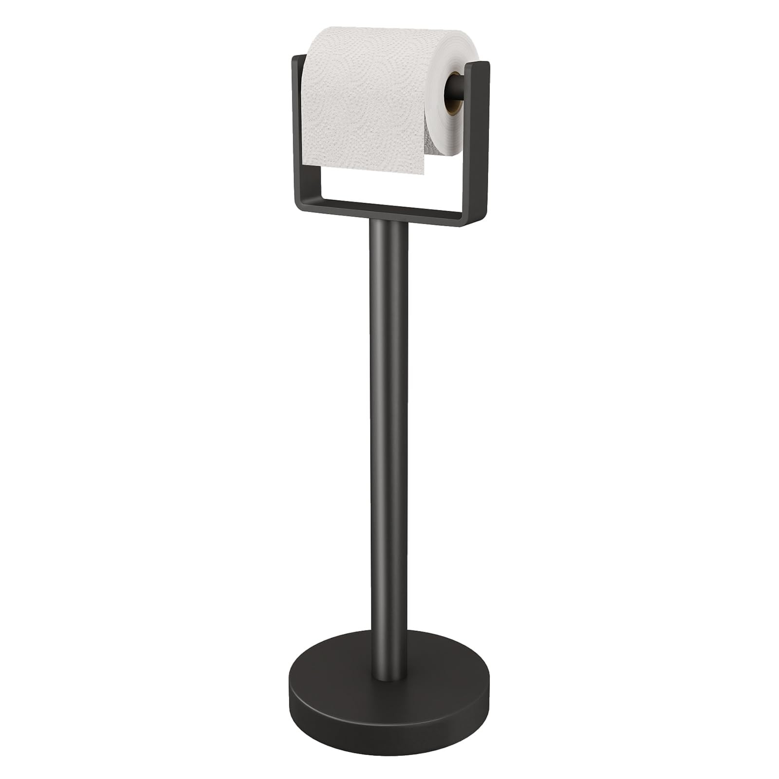 YUMORE Heavy Duty Toilet Paper Holder Stand, 22.28"H * 7.09"W, Matte Black