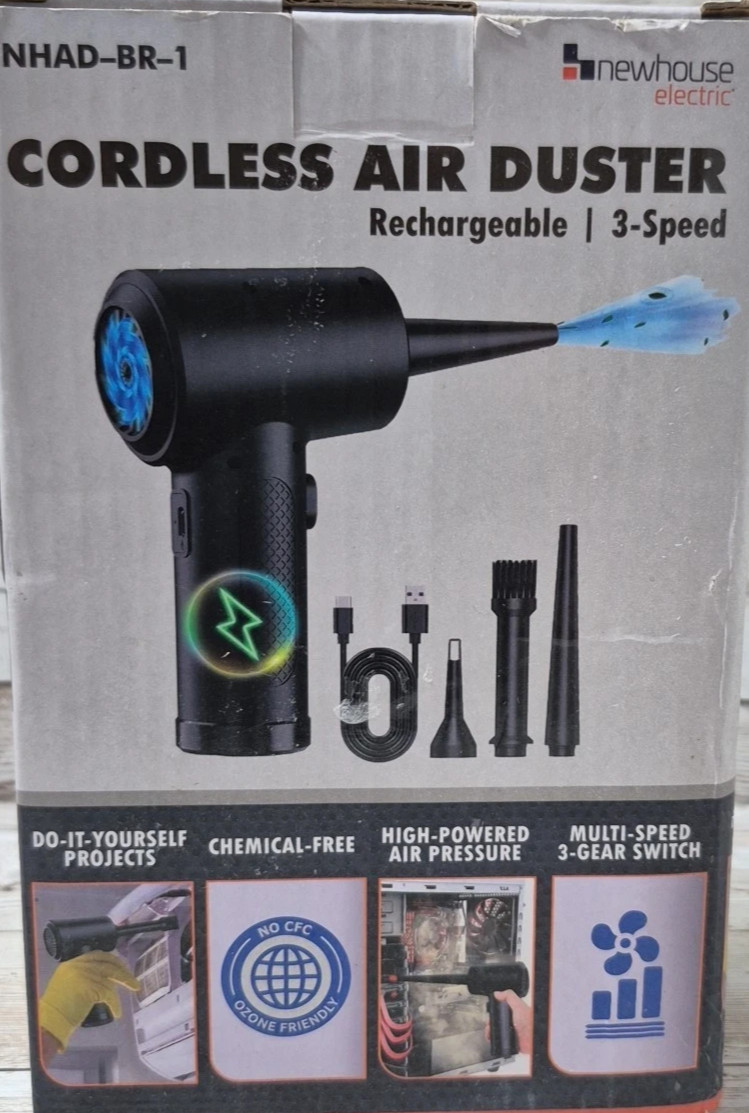 Newhouse Electric Cordless Air Duster NHAD-BR-1 - 3 Speed Blower - Free Shipping