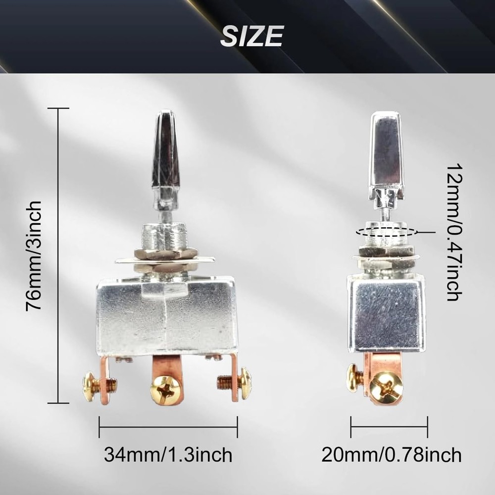 Heavy Duty Toggle Switch, 50A 12V 3 Pin SPST Toggle Switch with Screw Term