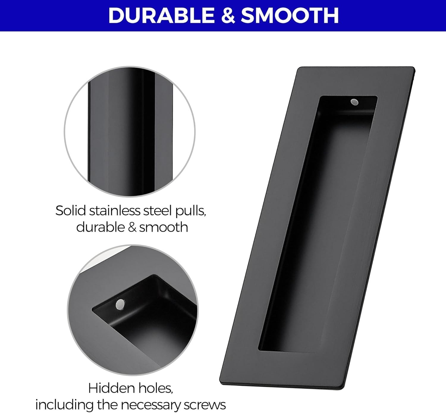 2 Pack Pocket Door Handles Sliding Closet Door Pulls 5.9" Flush Barn Door Pulls