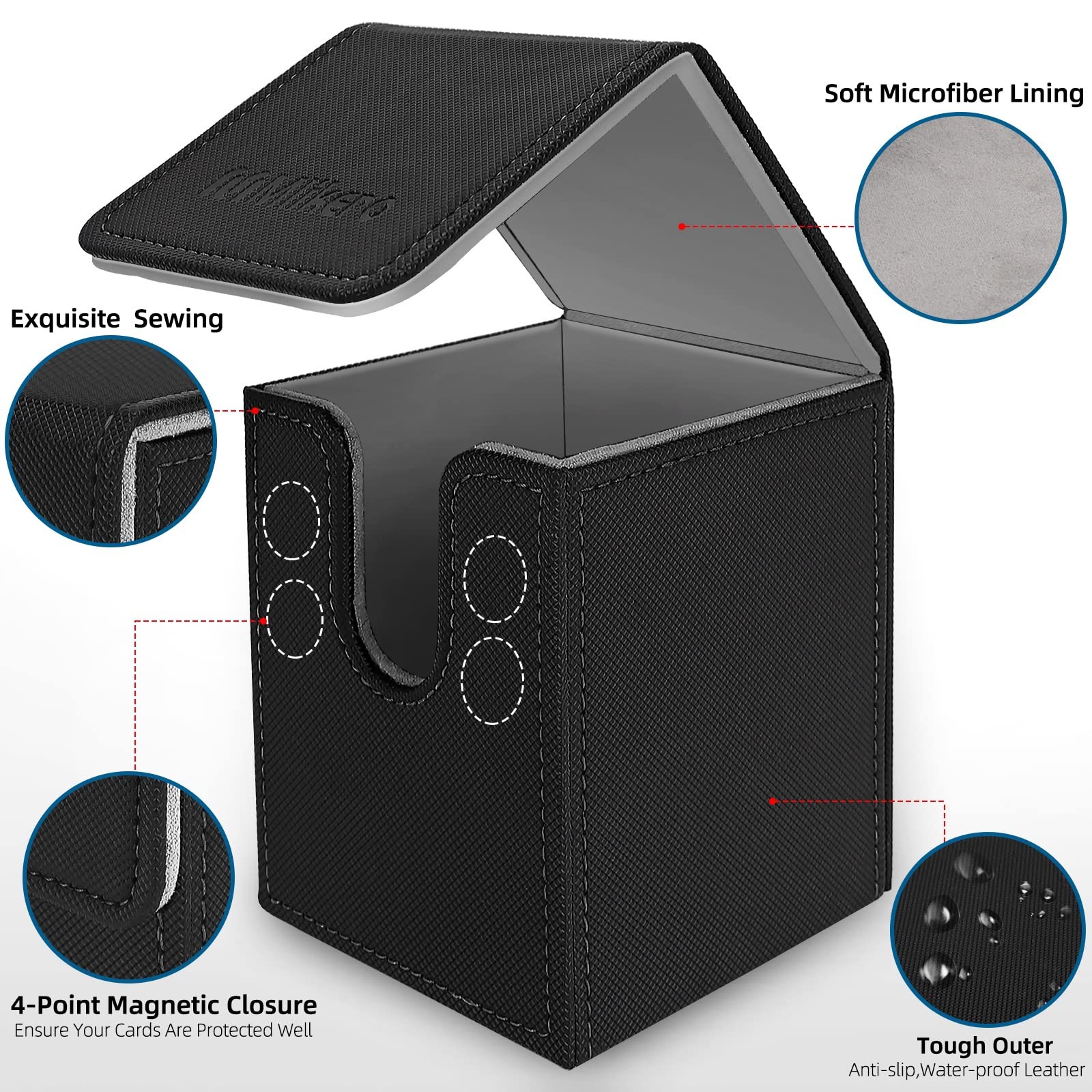 Mlikero 2 Pack Card Deck Box, 2 Black Case, Box V1-2