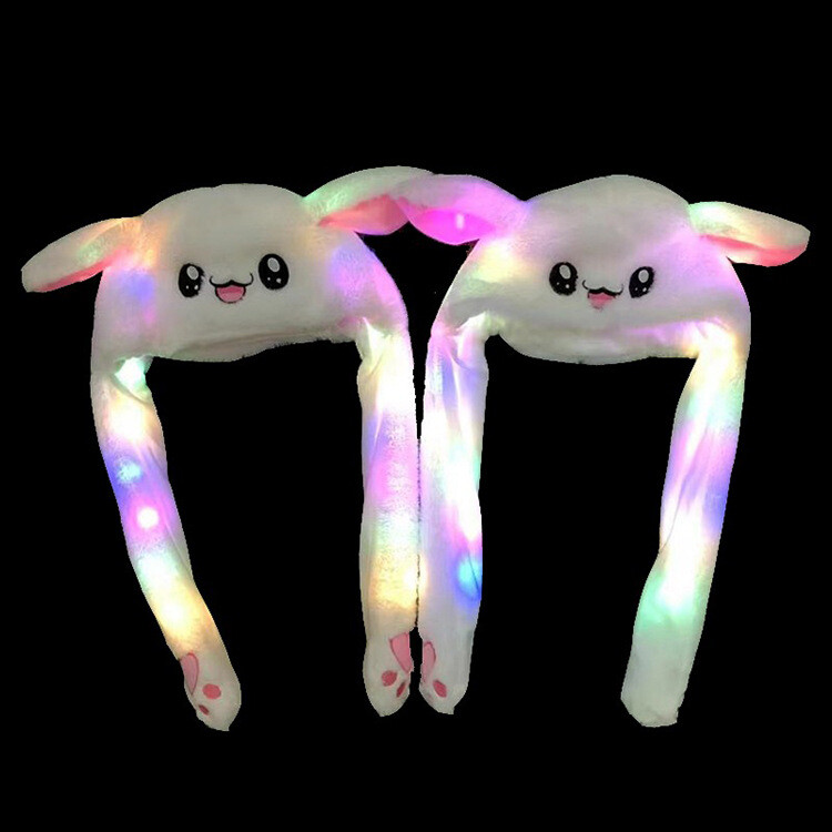LED Rabbit Ear Hat Airbag Moving Ears Cute Fun Plush Headwear Cap Girl Gifts USA