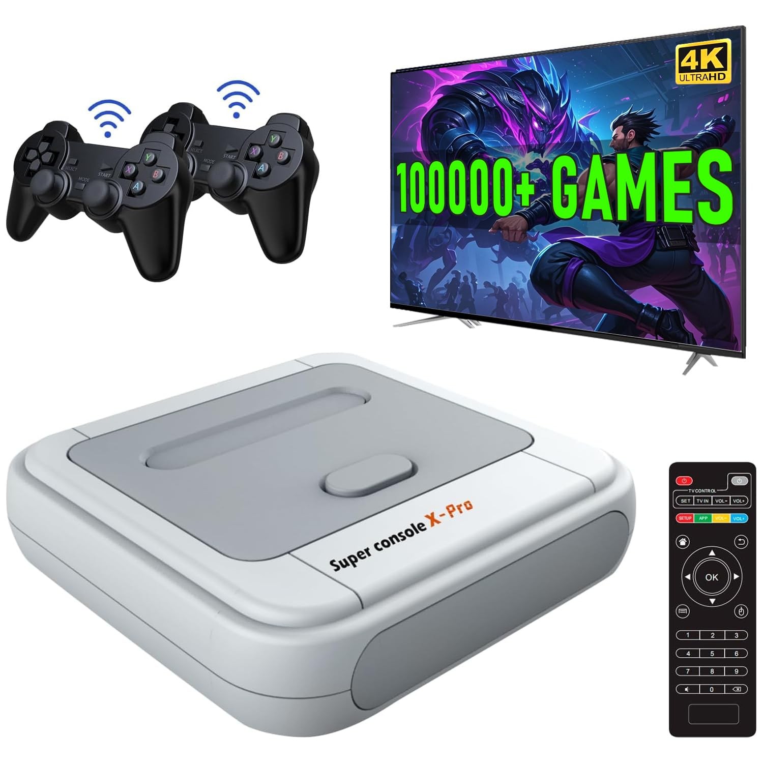 Kinhank Super Console X Pro with 100000+ Games,TV & Game System 256G, black