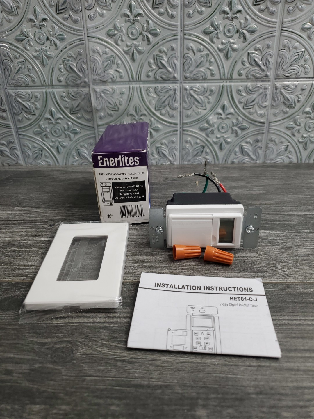 HET01-C-W White Programmable Timer Switch For Fans, Lights, Motors By Enerlites