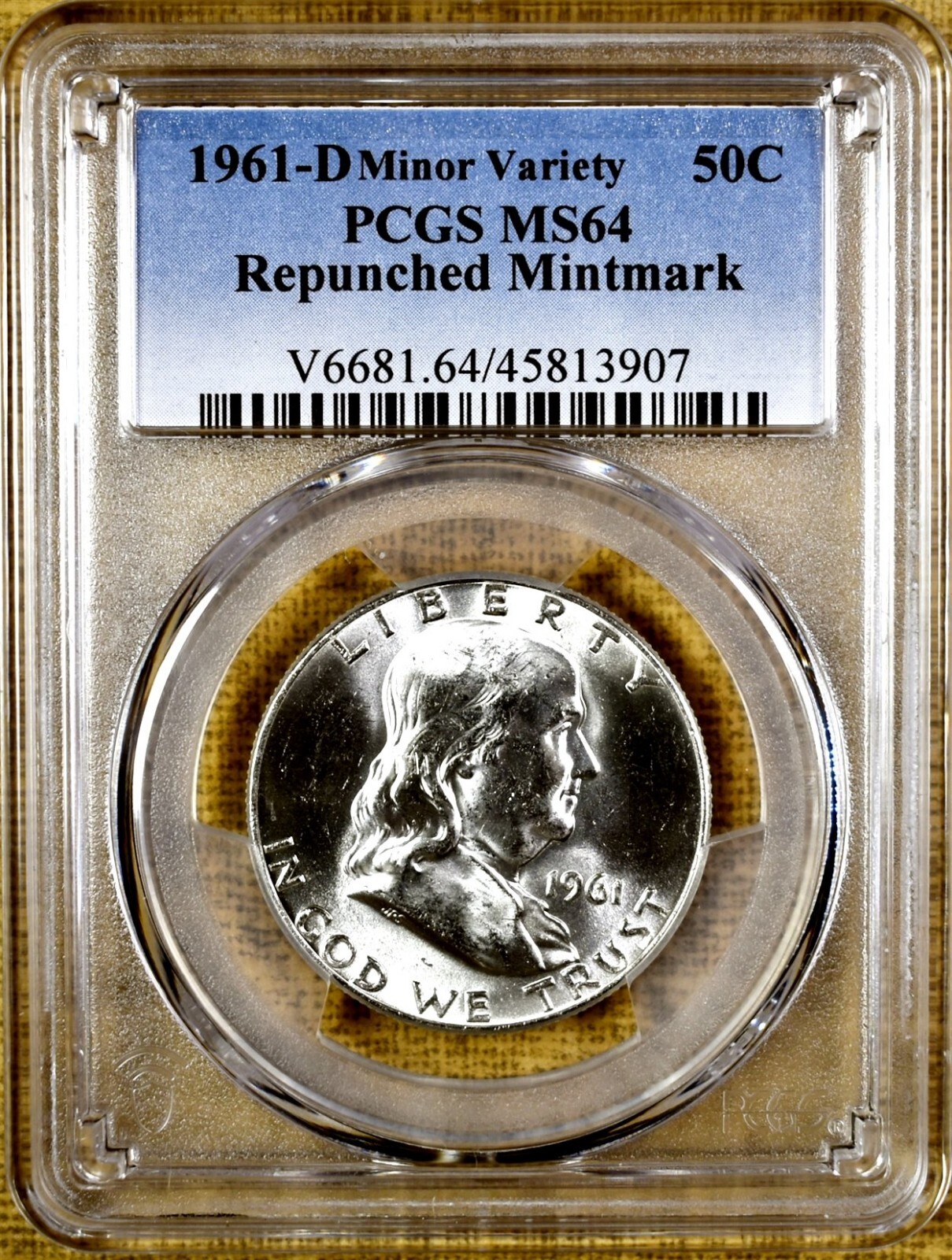 1961-D/D FS-501 RPM PCGS MS64 Franklin Half Dollar - 100% Blazing White