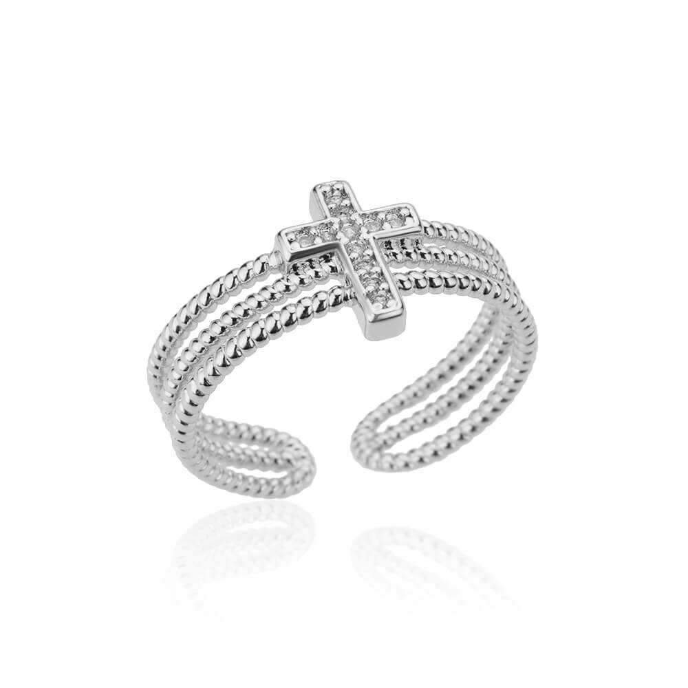 New Classic Adjustable Stainless Steel Cross Rings Unisex Silver Gold Color Open