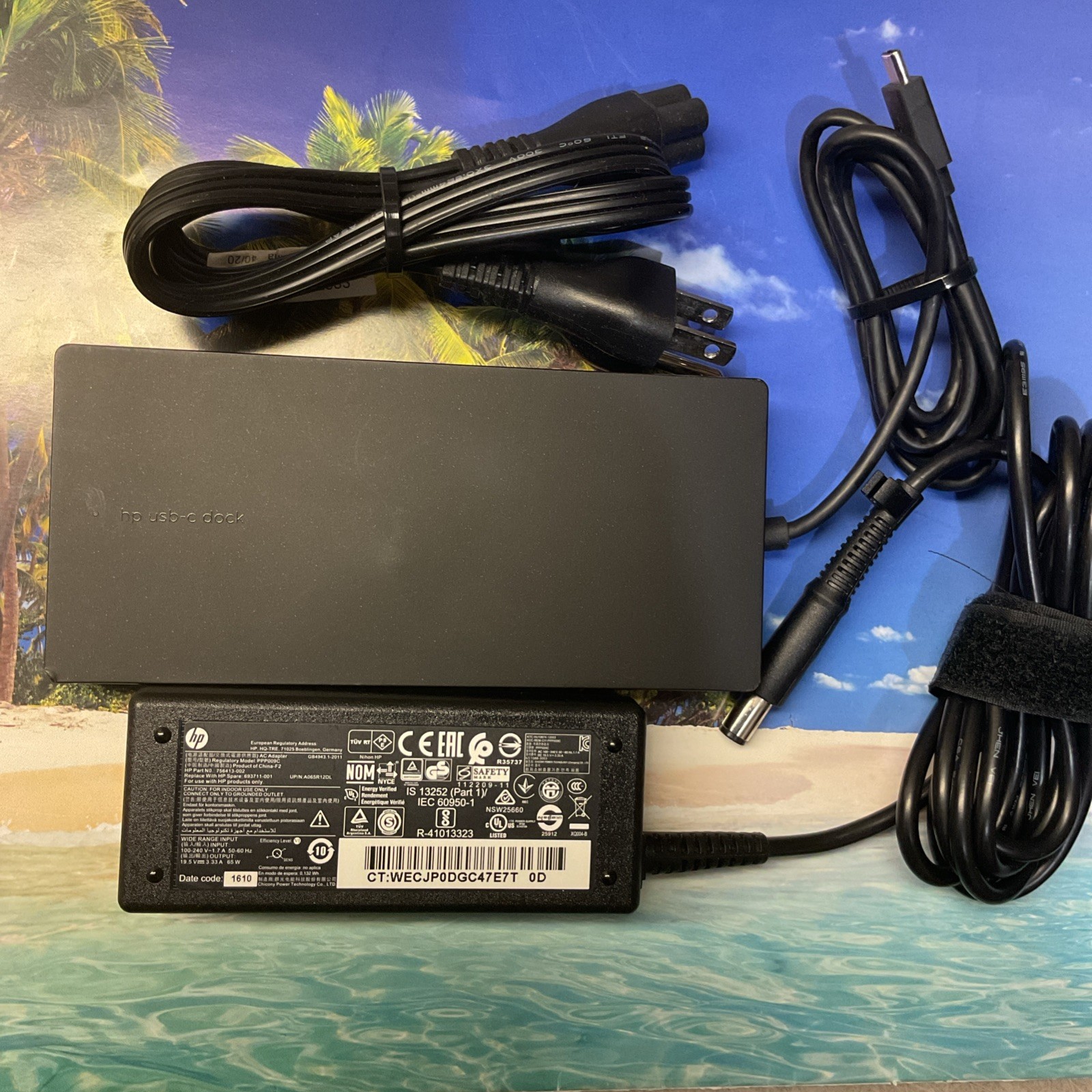 LOT OF 3 HP Elite USB-C Docking Station TPA-B01 841575-001 W 65W  POWER ADAPTER