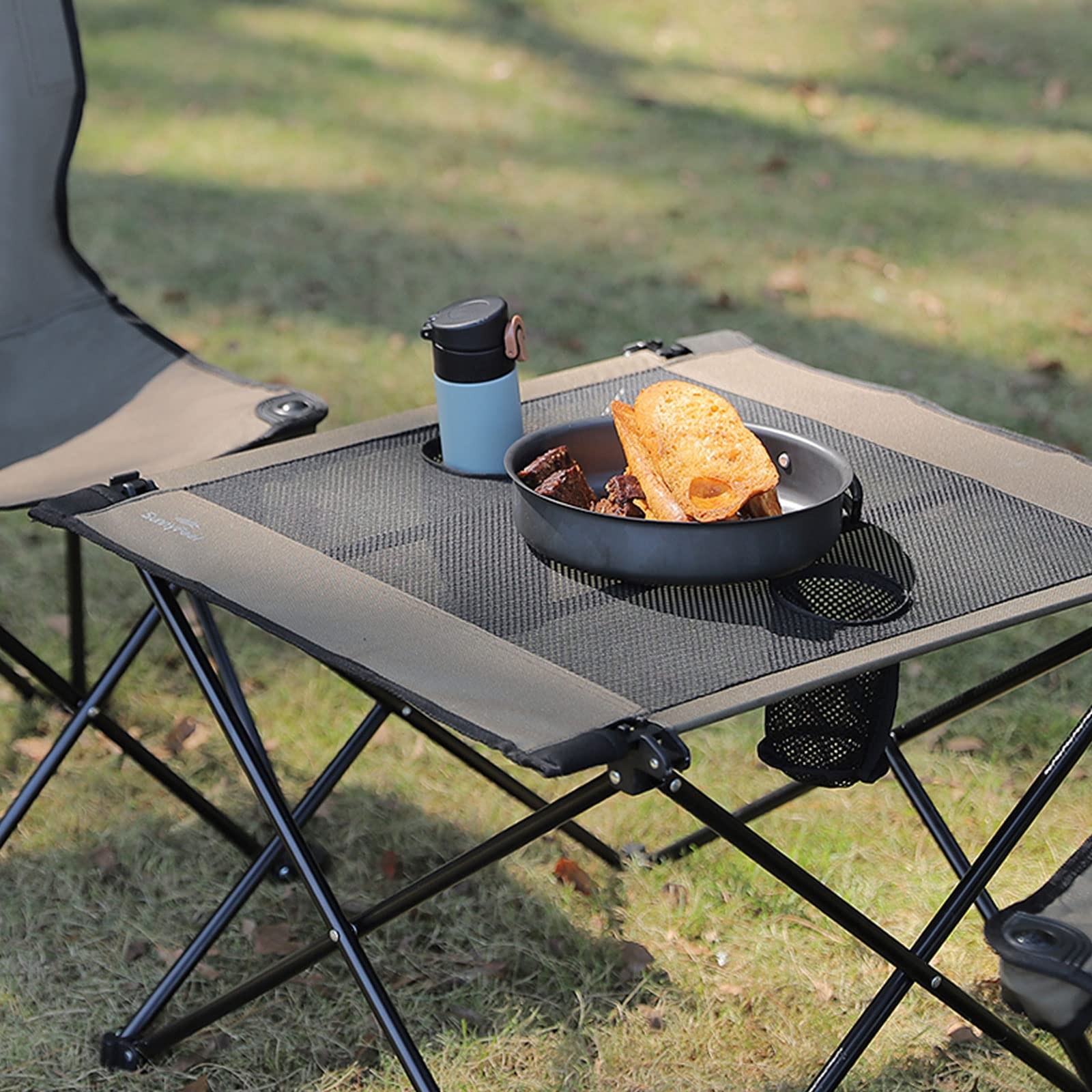 Outdoor Folding Table | Lightweight Mesh Compact Camping Table, Roll Up Top 2...