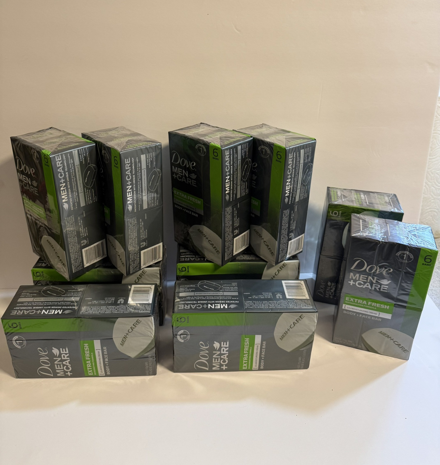 2 pack of 6 bars Men+Care Extra Fresh Hand & Body + Face +Soap Bar 3.75 oz Each