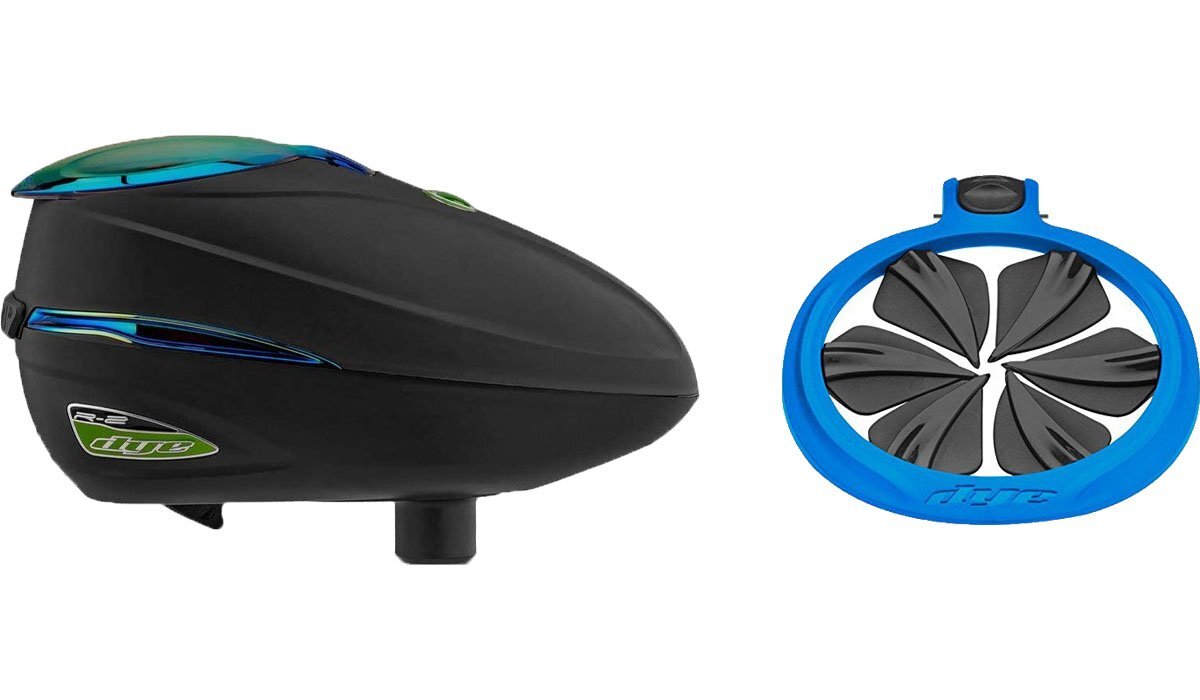 Dye R2 Electronic Paintball Loader Rotor Hopper Chameleon w/ Blue Dye Speedfeed