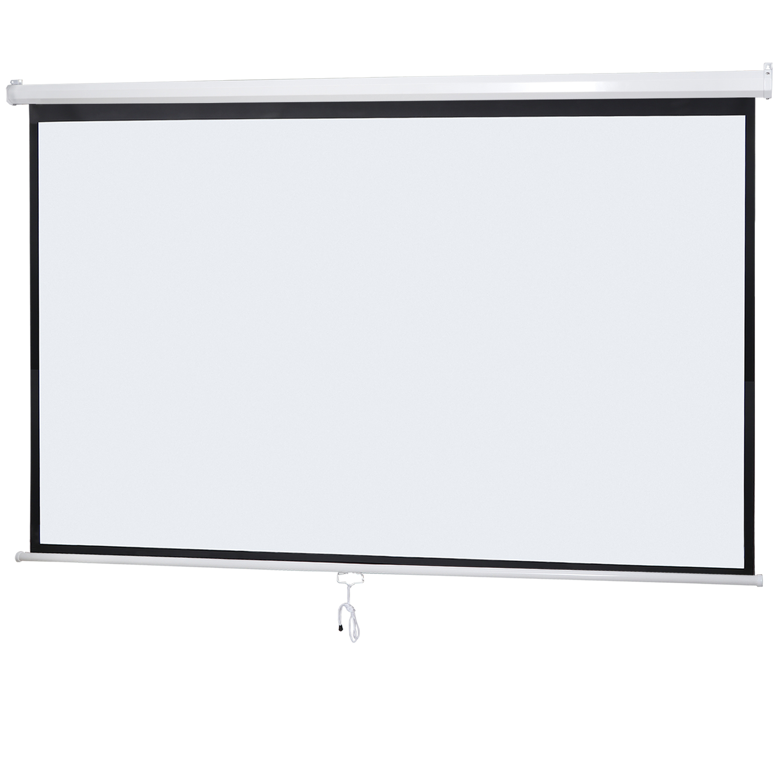 80 Inch Manual Pull Down Projector Screen 16:9 HD Retractable Widescreen Matte