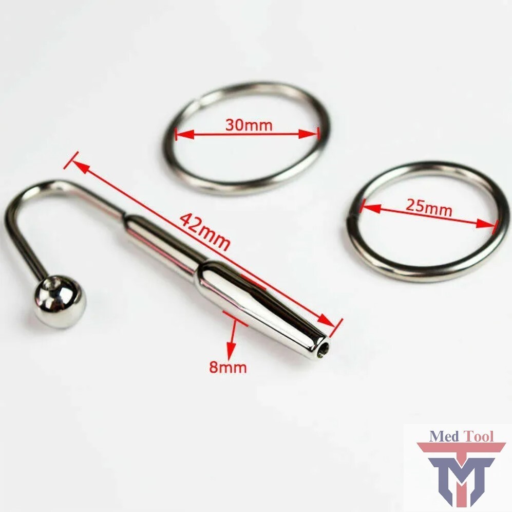 Male Stainless Steel Urethral Dilator Through hole Urethral Sound Penis Plug New