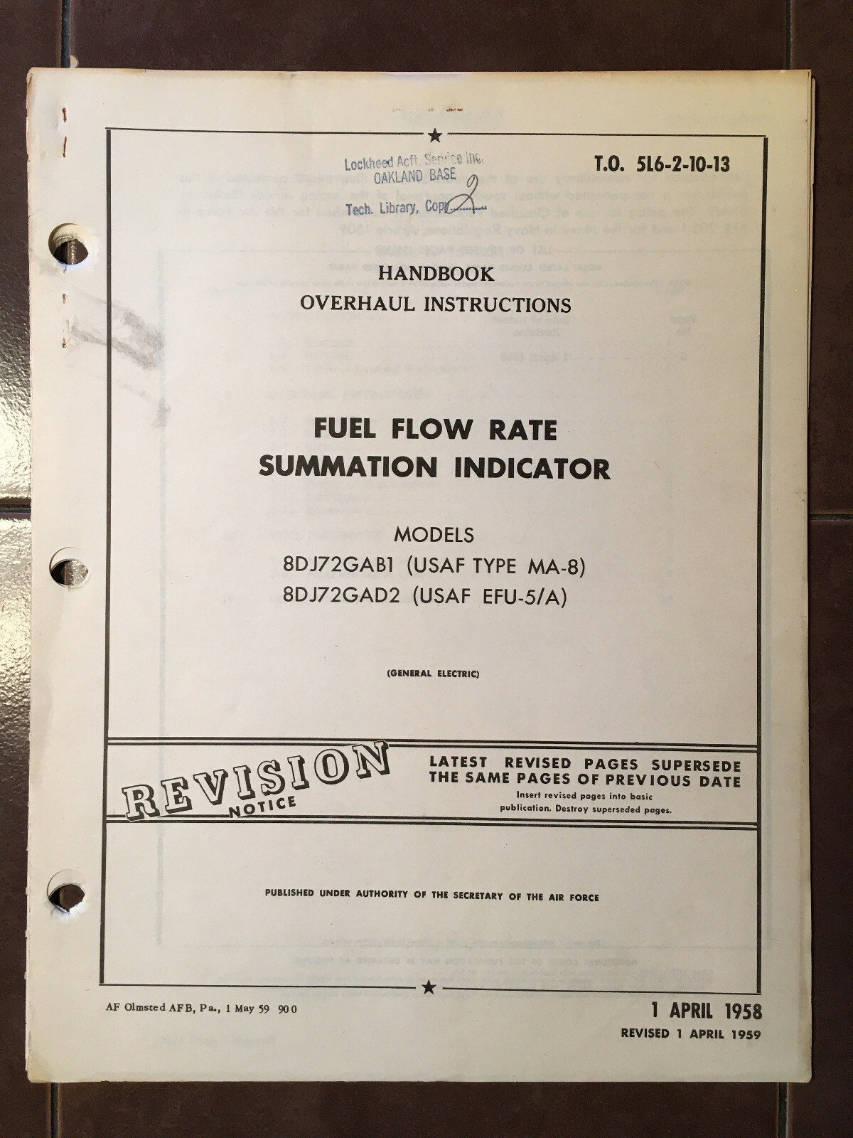 GE Fuel Flow Indicator 8DJ72GAB1, MA-8, 8DJ72GAD2 & EFU-5/A Overhaul Manual