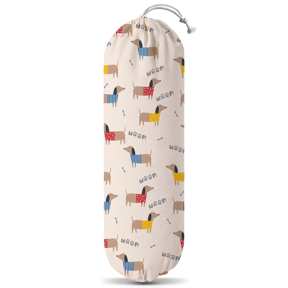Dachshund Washable Plastic Bag Holder, Reusable Wall Mount Grocery Bag Organi...
