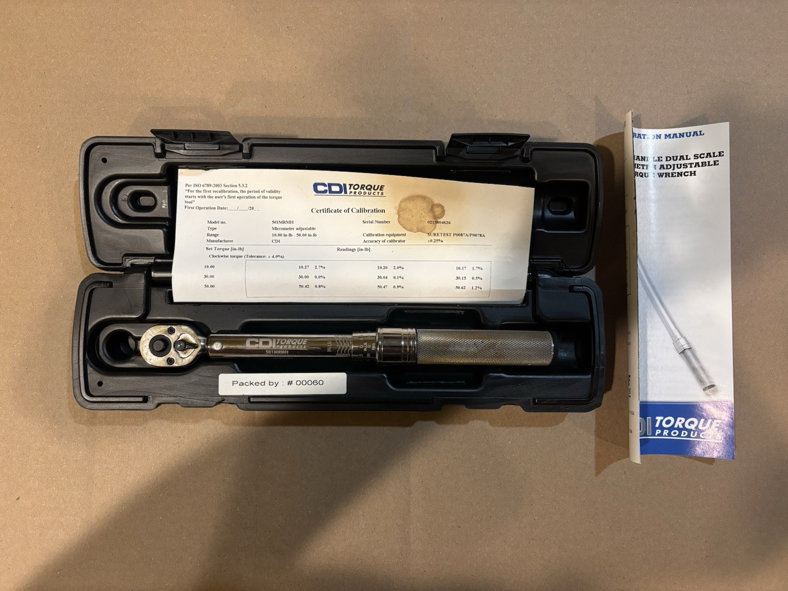 CDI 1/4 Inch Drive Torque Wrench, 10-50 in-lbs. / 1.4-5.4 Nm (501MRMH)