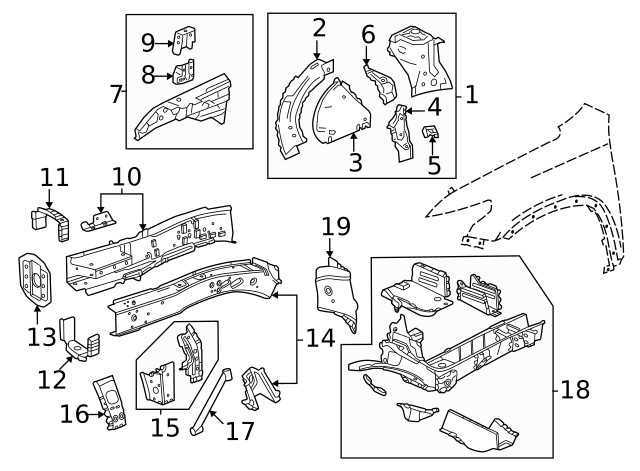 Genuine GM Driver Side Frame Rail End 84461489