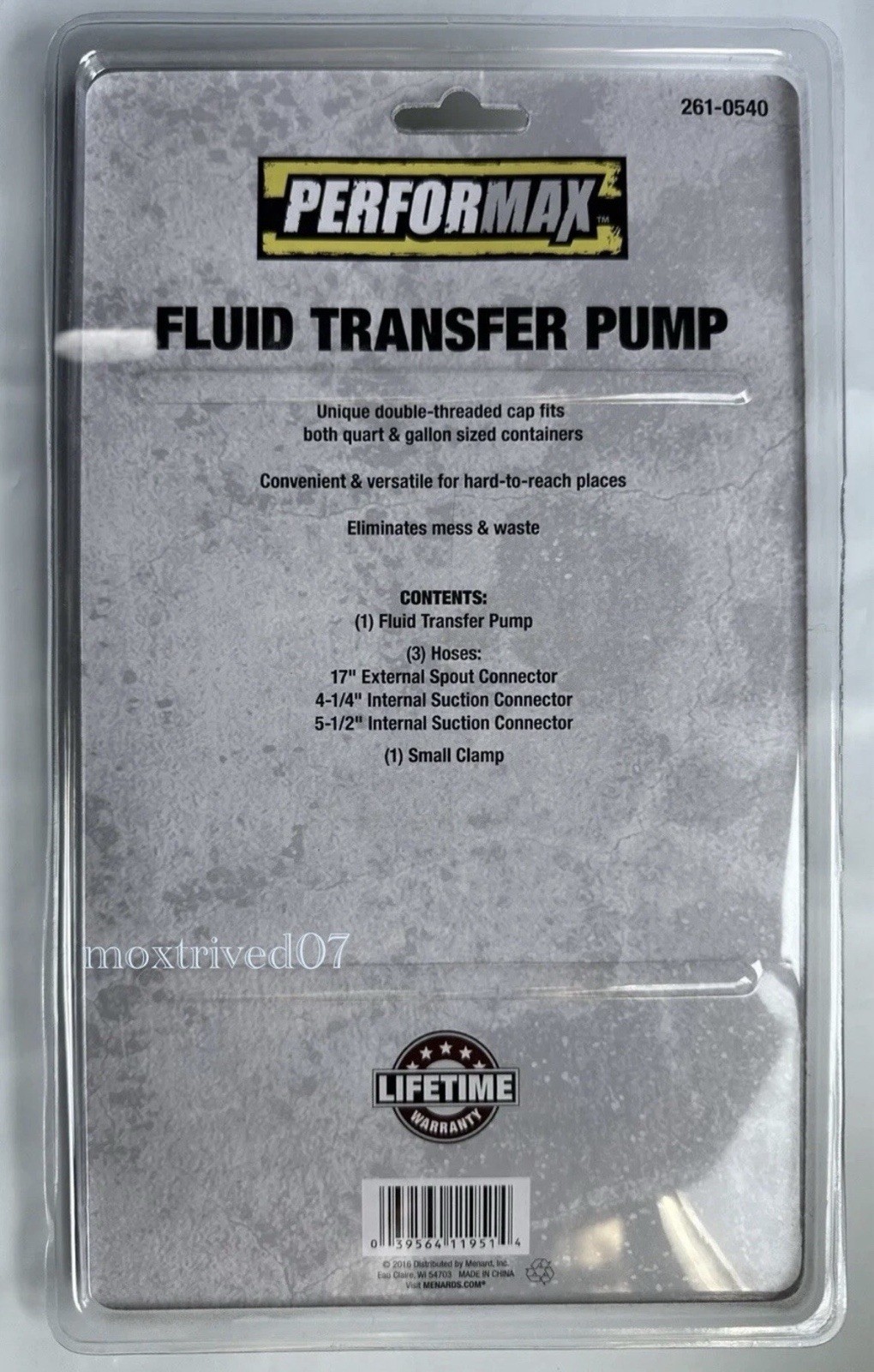 Fluid Transfer Pump Double Threaded Cap Fits Standard Quart & Gallon Containers