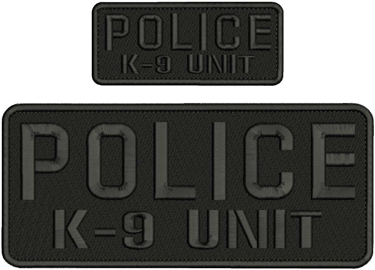 Collectible Embroidery Patch Police k-9 unit 4x10 on 2x5 Black On Black