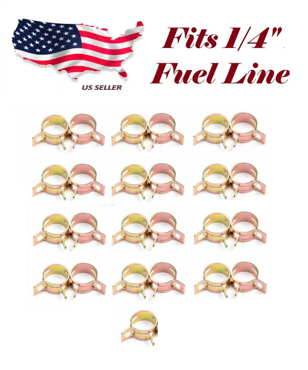 25 PACK 1/4" FUEL LINE CLAMPS FITS 1/2" HOSE UNIVERSAL SPRING ACTION CLAMPS 12mm