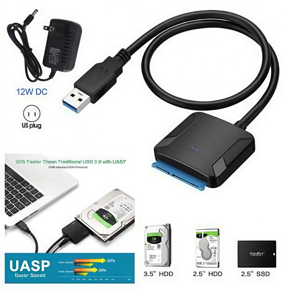 USB 3.0 to SATA III Cable Converter Adapter Kit for 2.5/3.5 HDD SSD Hard Drive