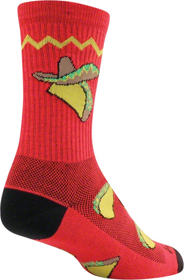 SockGuy Taco Tuesday 6" Crew Unisex Socks S/M Red