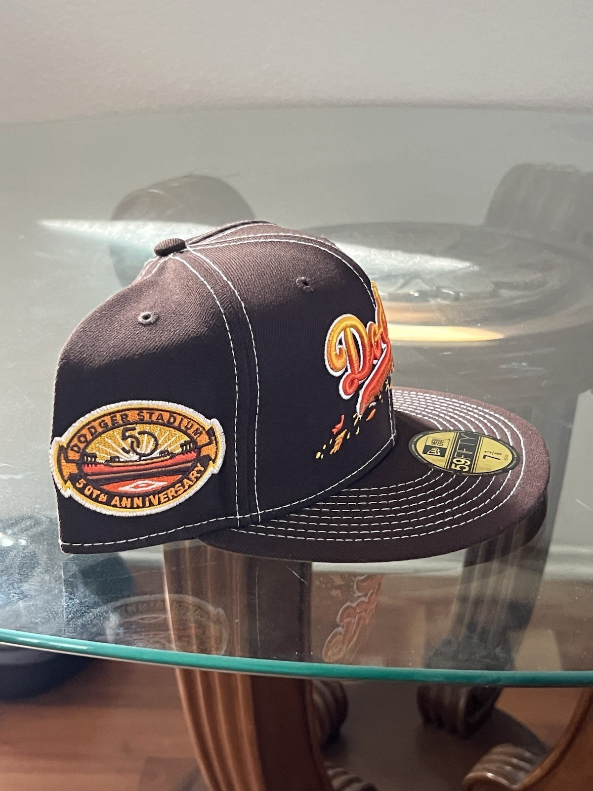 LA Dodgers “Fall Foliage” Brown Fitted Hat Dodger Stadium 50th Anniversary 7 3/8