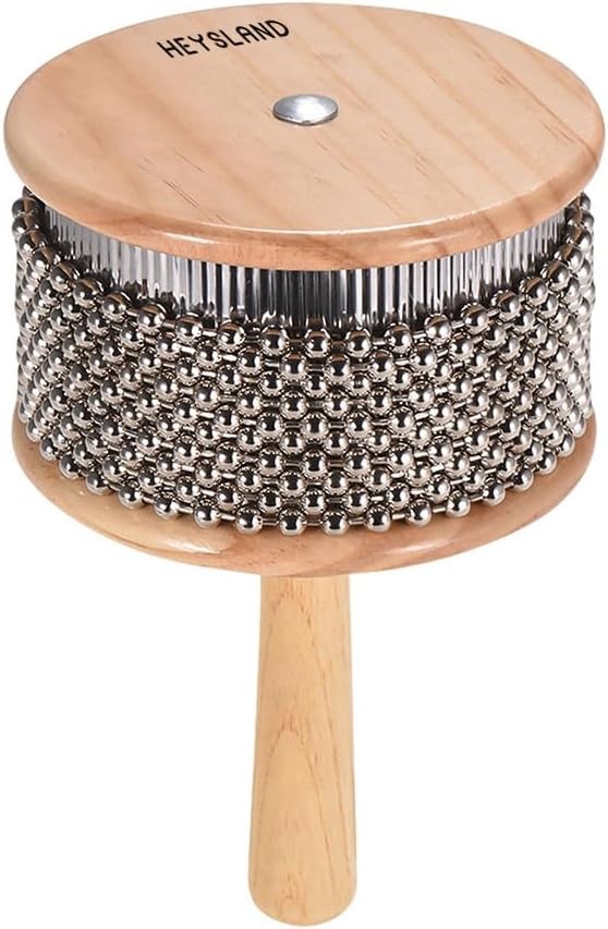 Heysland Wooden Cabasa Percussion Musical Instrument Metal 4.5inch, 4.5inch