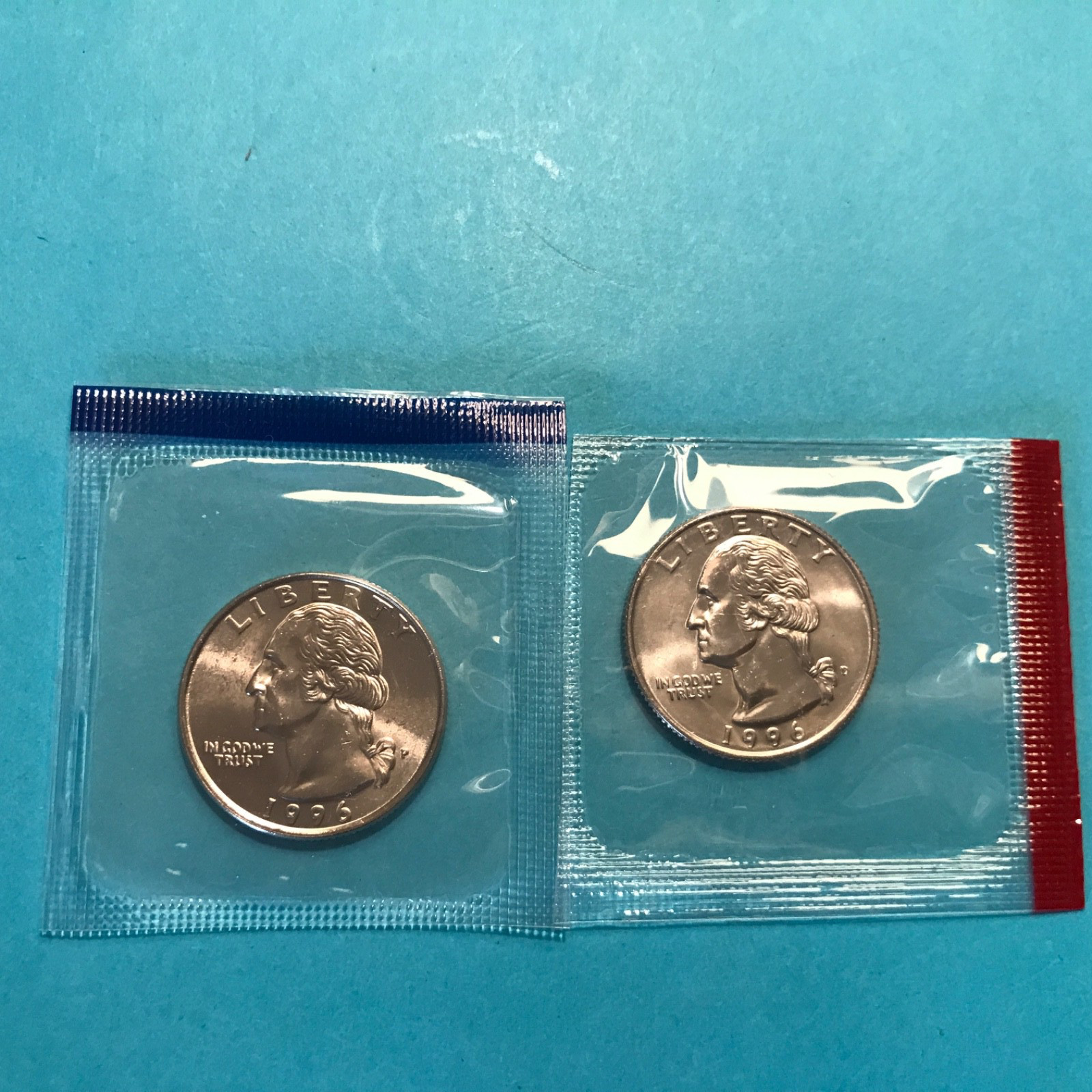 1996 P&D Washington Quarters  Unc    Mint Cello    FREE SHIP
