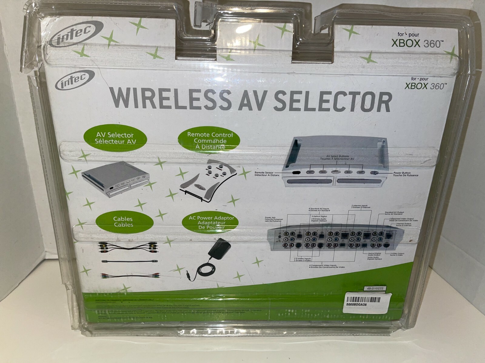 Intec wireless AV selector Xbox 360 Storage AV Switch 4 input component or RCA