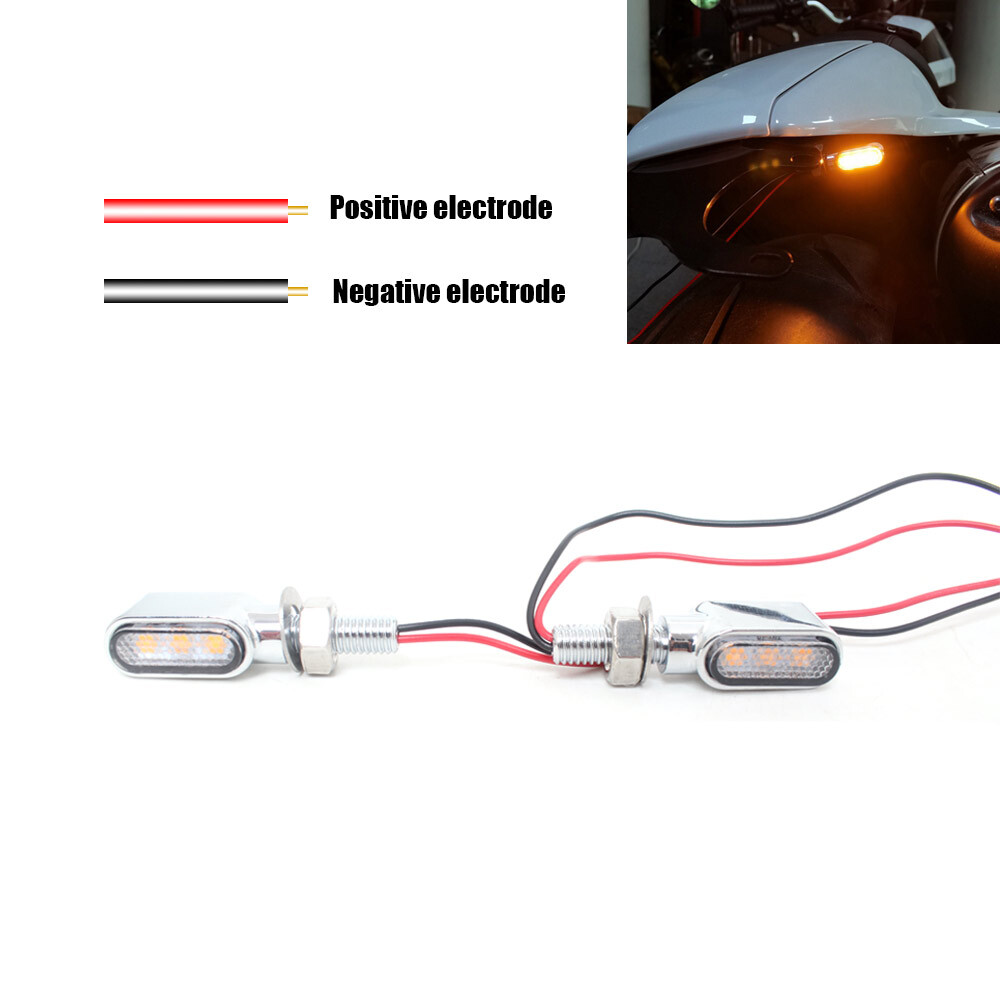 Universal Chrome Small Motorcycle LED Turn Signals Blinker Lights Fit for Harley