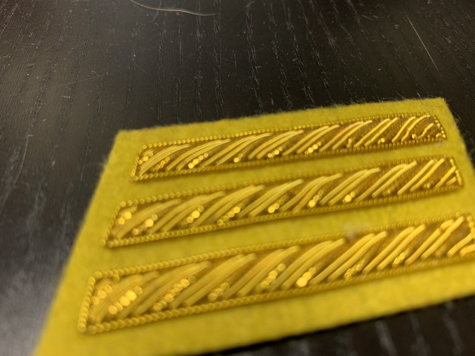 CSA Gold Embroidered Captains Bars - YELLOW Background Pair - NEW
