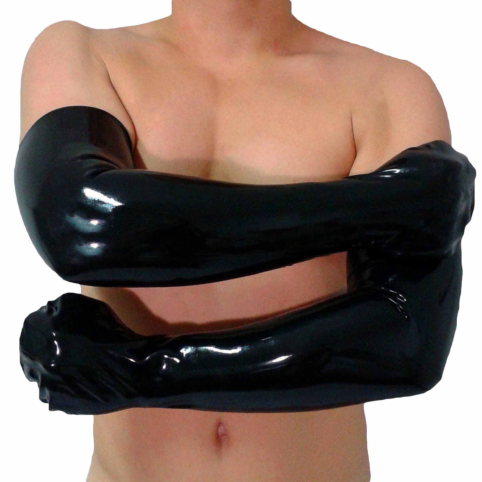 Brand New Long Latex Mitts Rubber Black Gloves (one size)