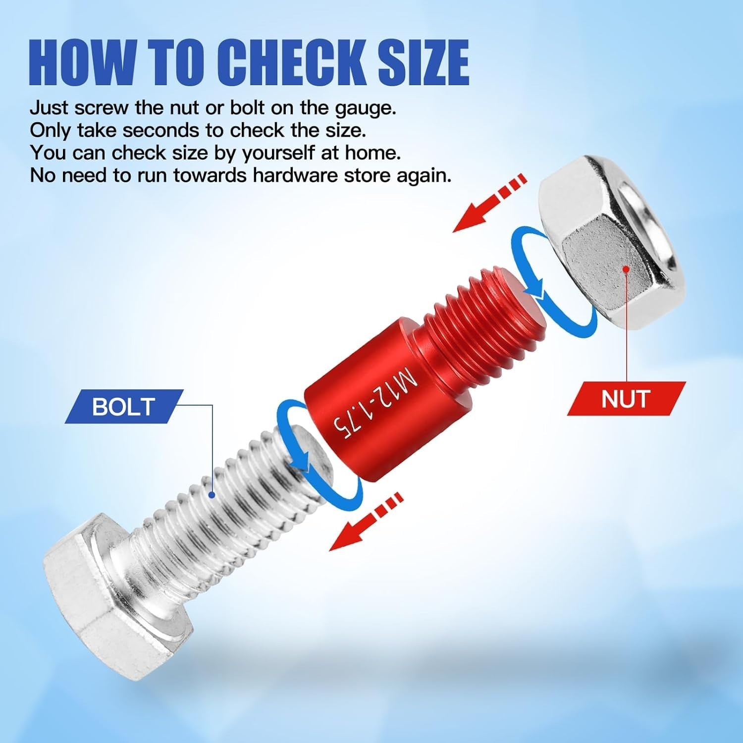 Nut and Bolt Thread Checker - 54 PCS Nut and Bolt Gauges Individually Housed ...