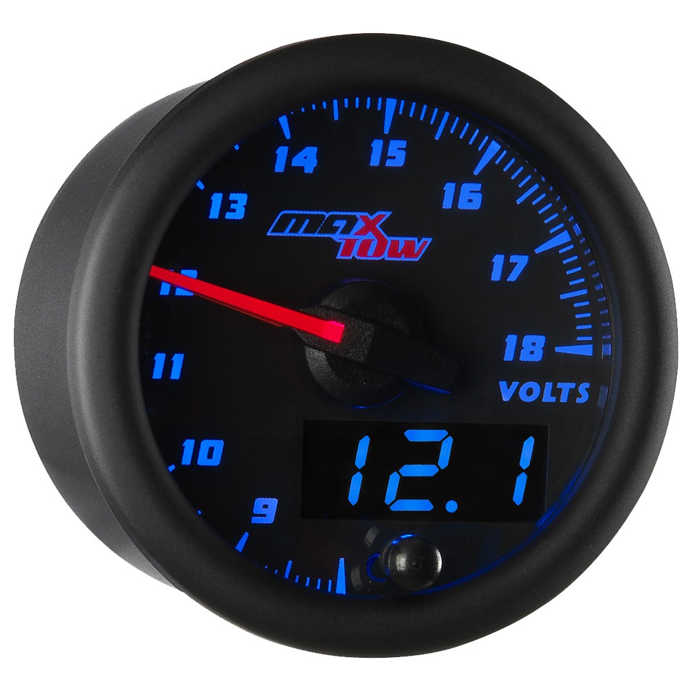 Slightly Used MaxTow Black & Blue Double Vision Voltmeter Volt 18V Gauge