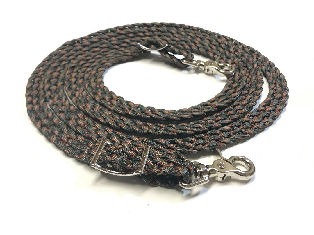 flat braided reins western paracord rein horse tack camo rein