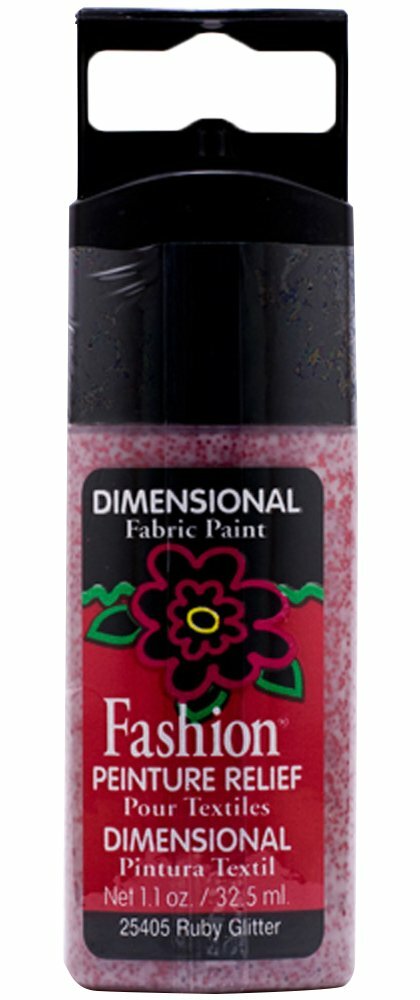 Plaid Dimensional Fabric Paint for Embellishing 1.1 Oz. Ruby Glitter Lot of 3