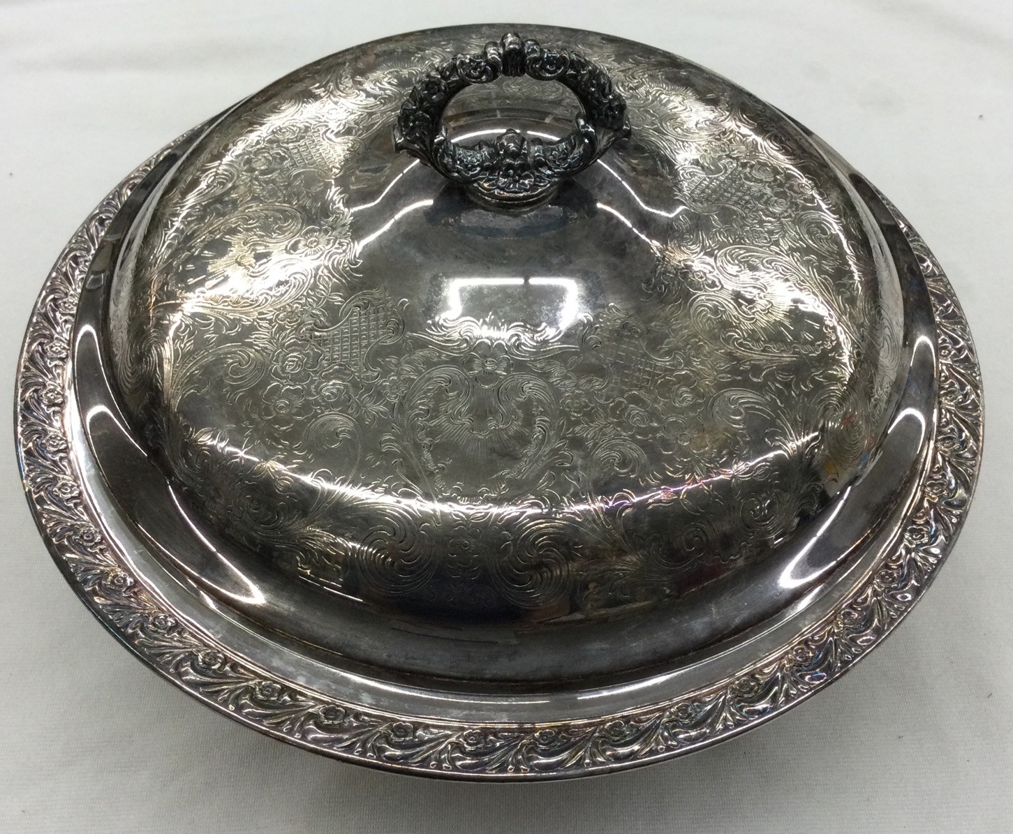 Vintage Silver Plated Covered Serving Dish W/Lid, Preowned (C-5)