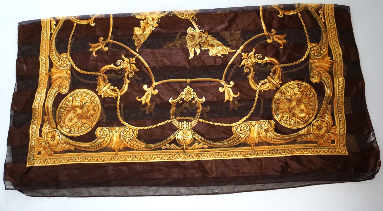 BROWN SATIN LARGE SCARF UNISEX