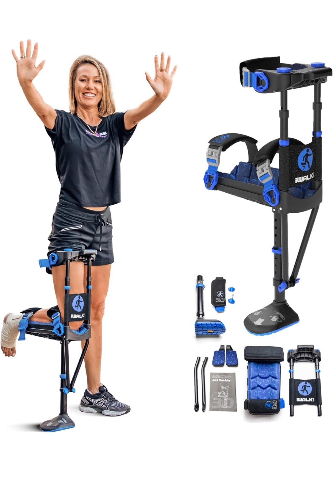 iWALK3.0 Hands Free Crutch - Pain Free Knee Crutch Alternative to Crutches - NEW